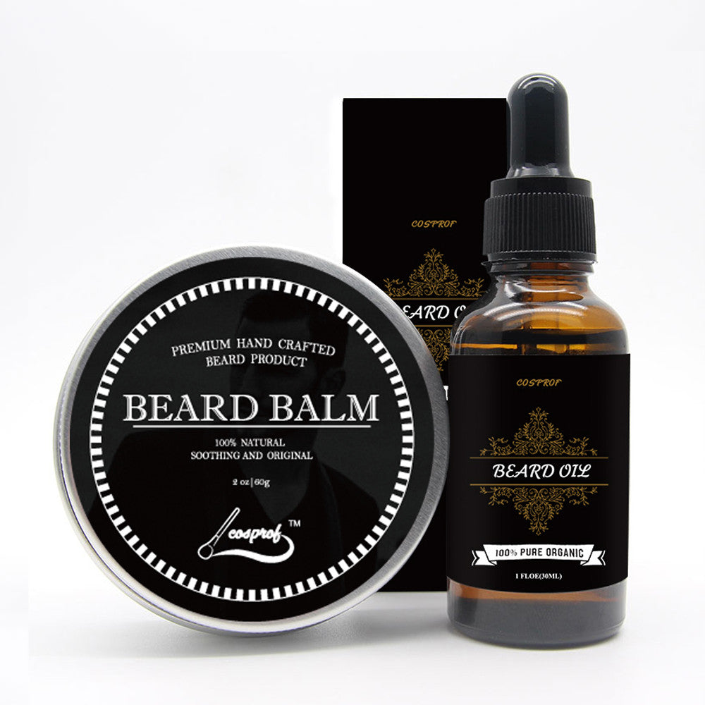 Cospof Beard Balm Moustache Cream Beard Oil Set Conditioner Beard Balm Healthy Moisturizing Moustache Wax - 4D's T&D Inc