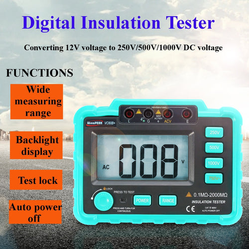 Digital Insulation Resistance Tester Megger Tool MegOhm Meter Mega-meter  250V/500V/1000V/2500V - 4D's T&D Inc