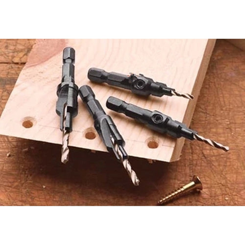 MA 5PCS 6# 8# 10# 12# 1/4 Hex Quick Change Shank Countersink Tapered Drill Bits Cone Reaming Drill Bit Set Wood Woodworking Tool - 4D's T&D Inc