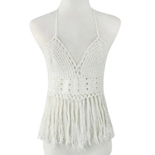 Women Knitted V-neck Tassel Crochet Halter Bra Top - Knit Crop Top Bralett - 4DS-90WCHB - 4D's T&D Inc