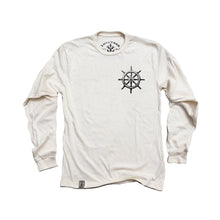Captain's Ship Wheel ll: Organic Fine Jersey Long Sleeve T-Shirt in Unbleached Natural - 4D's T&D Inc
