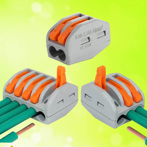 2 Pack Deal Reusable Spring Lever Terminal Block Connector 2/ 3/ 5 Way - 5 pcs/set Electric Cable Connector Wire - 4D's T&D Inc