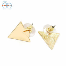 SUSENSTONE Triangle Earrings Ear Stud 1 Pair New Fashion Women Gold Silver Asymmetric - 4D's T&D Inc