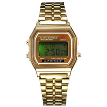 Digital Alarm Stopwatch 2PC Stainless Steel Wrist Watch Unisex Gift Couples Dating - 4D's T&D Inc