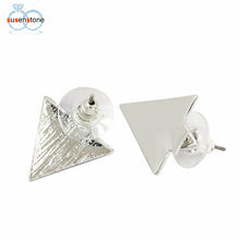 SUSENSTONE Triangle Earrings Ear Stud 1 Pair New Fashion Women Gold Silver Asymmetric - 4D's T&D Inc