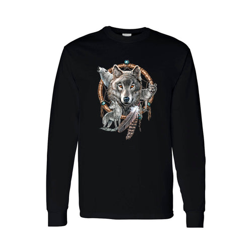 Unisex Long Sleeve Shirt Wolves With Dreamcatcher - 4D's T&D Inc