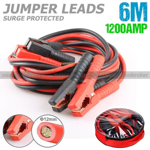 Heavy Duty 1200 AMP Automobile Jumper Leads Jump 6M LONG Booster Cables Auto Surge Protected - 4D's T&D Inc