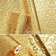 Mosaic Tiles Wallpaper Mini Roll Luxury Metallic Design Glitter Silver/gold Foil Pattern For Furniture DIY Home 10m x 0.53m - 4D's T&D Inc