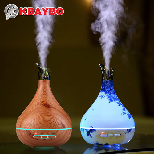 Aroma Essential Oil 300 ml Diffuser Ultrasonic Air Humidifier purifier with Wood Grain LED Lights for Office Home Bedroom - 4D's T&D Inc