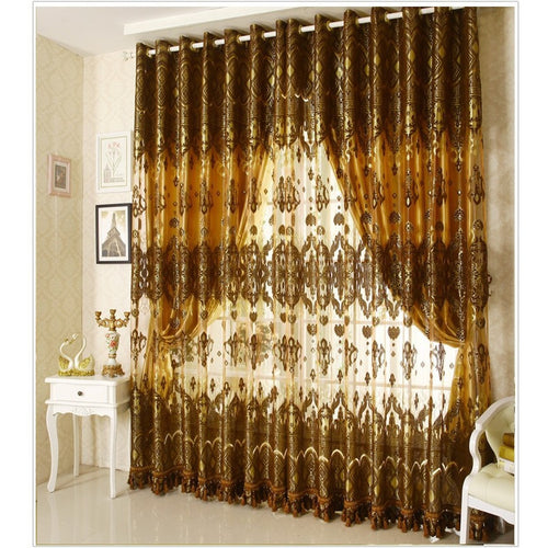 Fashion window Curtain Quality burnt-out fashion modern sheer curtains with blackout lining for windows - 4D's T&D Inc