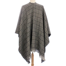 Womens Reversible Plaid Color block Poncho - 4D's T&D Inc