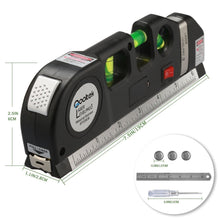 Laser Level Multipurpose Horizon Vertical Measure Tape 8Ft 2.5M Aligner Ruler Tool Black - 4D's T&D Inc