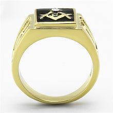 Men's Stainless Steel 14K Gold Ion Plated Crystal Masonic Lodge Freemason Ring Size 8-13 - 4D's T&D Inc