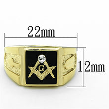 Men's Stainless Steel 14K Gold Ion Plated Crystal Masonic Lodge Freemason Ring Size 8-13 - 4D's T&D Inc