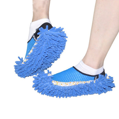 2 pcs Dusting Cleaning Foot Shoes Mop Slipper Floor Cleaner Purple - 4D's T&D Inc