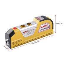 GD Multipurpose Laser Level Horizontal Vertical Line 8FT+Measure Tape Ruler Aligner Tool GN - 4D's T&D Inc