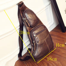 High Quality Men Genuine Leather Cowhide Vintage Sling Chest Back Day Pack Travel fashion Cross Body Messenger Shoulder Bag. - 4D's T&D Inc