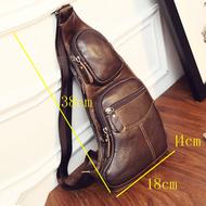 High Quality Men Genuine Leather Cowhide Vintage Sling Chest Back Day Pack Travel fashion Cross Body Messenger Shoulder Bag. - 4D's T&D Inc