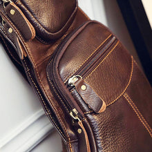 High Quality Men Genuine Leather Cowhide Vintage Sling Chest Back Day Pack Travel fashion Cross Body Messenger Shoulder Bag. - 4D's T&D Inc