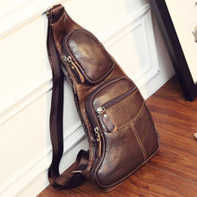 High Quality Men Genuine Leather Cowhide Vintage Sling Chest Back Day Pack Travel fashion Cross Body Messenger Shoulder Bag. - 4D's T&D Inc