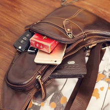 High Quality Men Genuine Leather Cowhide Vintage Sling Chest Back Day Pack Travel fashion Cross Body Messenger Shoulder Bag. - 4D's T&D Inc