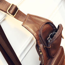 High Quality Men Genuine Leather Cowhide Vintage Sling Chest Back Day Pack Travel fashion Cross Body Messenger Shoulder Bag. - 4D's T&D Inc