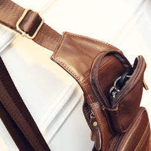 High Quality Men Genuine Leather Cowhide Vintage Sling Chest Back Day Pack Travel fashion Cross Body Messenger Shoulder Bag. - 4D's T&D Inc