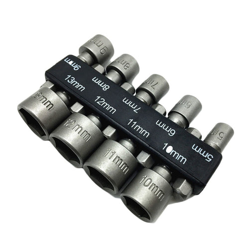 9pcs/set Hex Socket Sleeve Nozzles Nut Driver Set Drill Bit Adapter - 4D's T&D Inc