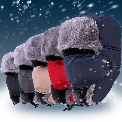 Men Women Winter Ushanka Trapper Aviator Earflap Ski Hats With Mask Cap Hood Winter headWear headgear 4DS-188MCH - 4D'S T&D Inc - 4D's T&D Inc