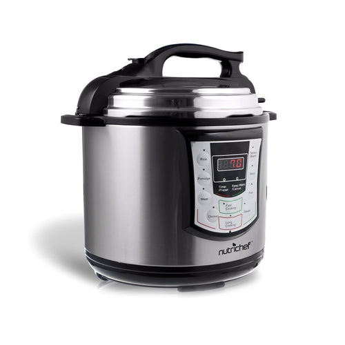 NutriChef PKPRC22 Digital Electronic Pressure Cooker + Slow Cooker (Size: 6-9 Quarts, Color: Steel Gray) - 4D's T&D Inc