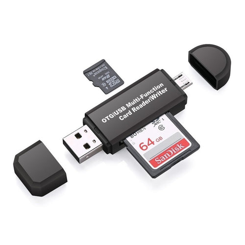 Multifunctional OTG Card Reader Micro SD SD Card USB Reader (Color: Black) 4DS-182MFCR - 4D's T&D Inc