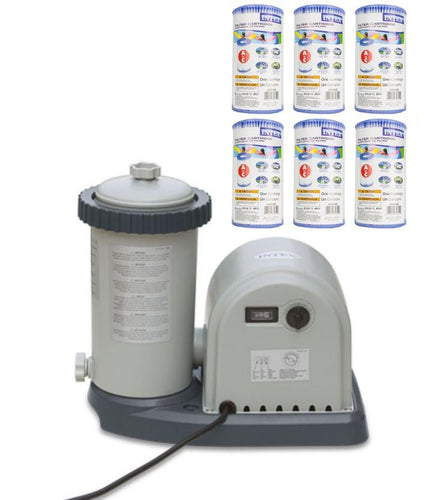 INTEX 1500 GPH Easy Set Pool Filter Pump w/ GFCI & 6 Type A Filter Cartridges - 4D's T&D Inc