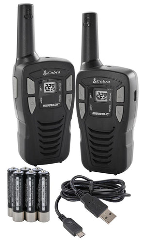 Cobra CXT145 MicroTalk 16 Mile Range 22 Channel 2 Way Walkie Talkie Radios, Pair - 4D's T&D Inc