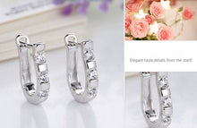 Women Hoop Earrings 1 Pair Fashion Silvering Nice White Gemstones - 4D's T&D Inc