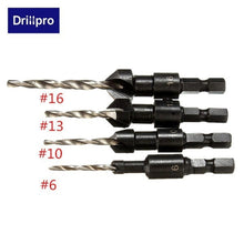 4Pcs HSS Tapered Wood Drill Bit Set Quick Change Countersink Hex Shank Drill Screw Size: #6, #10, #13, #16 (Size: Quick Change D - 4D's T&D Inc