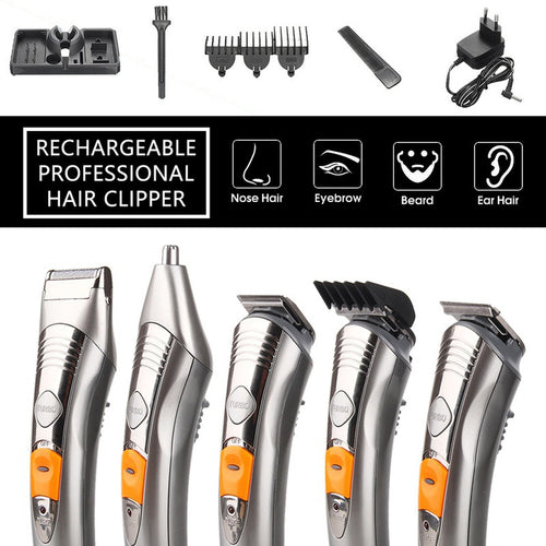 Rechargeable 7 in 1 Pro Barber Salon Hair Beard Cut Trimmer Clipper KEMEI KM-680A Cutter 110V-220V - 4D's T&D Inc