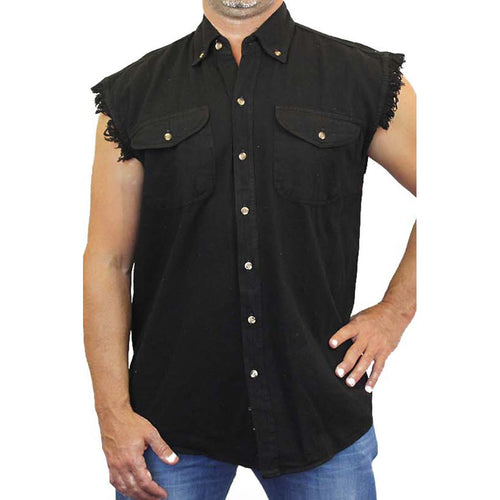 Men's Sleeveless Denim Shirt American Soldier Sport Biker Vest hiking men's wear casual - 4D's T&D Inc