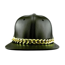 Faux Leather Snapback Hat with Gold Chain - 4D's T&D Inc