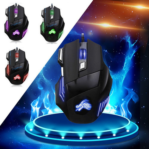 USB Wired Gaming Mouse Max 5500 DPI 7 Button LED Optical  Ergonomic computer mouse For Pro Gamer SHANSHAN Game - 4D's T&D Inc