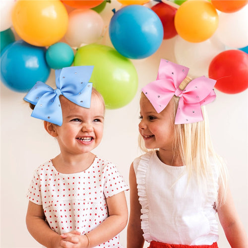Ribbon Hair Bows TINKSKY 4PCS Grosgrain Rhinestone Bowknot Hair Clips Boutique Bows For Girls Kids Baby Teens - 4D's T&D Inc