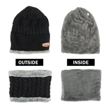 One Pair Set or One Piece Knitted Winter Skull Cap Hat Naisidier Men's Winter Beanie Hat Warm Neck Scar Cover For Men Women, Black  And Grey Apparel - 4D's T&D Inc