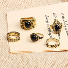 5 PCS Vintage Women's Boho Crystal Flower Knuckle Ring Tibetan Turkish Gold Silver - 4D's T&D Inc