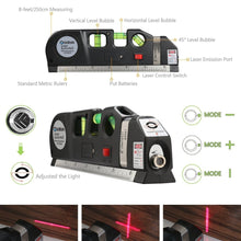Laser Level Multipurpose Horizon Vertical Measure Tape 8Ft 2.5M Aligner Ruler Tool Black - 4D's T&D Inc