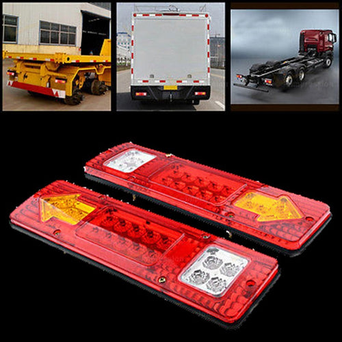 Two Pieces Turn Signal Running Tail Light 19-LED Trailer Truck RV ATV White-Amber-Red - 4D's T&D Inc