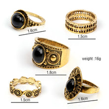 5 PCS Vintage Women's Boho Crystal Flower Knuckle Ring Tibetan Turkish Gold Silver - 4D's T&D Inc