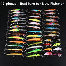 Fishing Minnow Lures Sets 43Pcs/set Mixed Models Fishing Lures 43 Clolor Mix Minnow Lure Crank Bait Tackle - 4D's T&D Inc