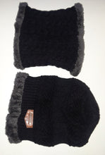 One Pair Set or One Piece Knitted Winter Skull Cap Hat Naisidier Men's Winter Beanie Hat Warm Neck Scar Cover For Men Women, Black  And Grey Apparel - 4D's T&D Inc