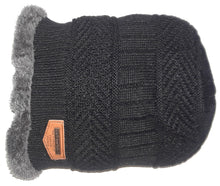 One Pair Set or One Piece Knitted Winter Skull Cap Hat Naisidier Men's Winter Beanie Hat Warm Neck Scar Cover For Men Women, Black  And Grey Apparel - 4D's T&D Inc