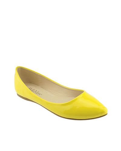 Solid Glossy Surface Pointed Toe Flats - 4D's T&D Inc