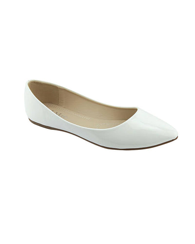 Pointed Toe Glossy Texture Flats - 4D's T&D Inc